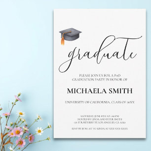 Modern Black PhD University Graduation Party Invitation