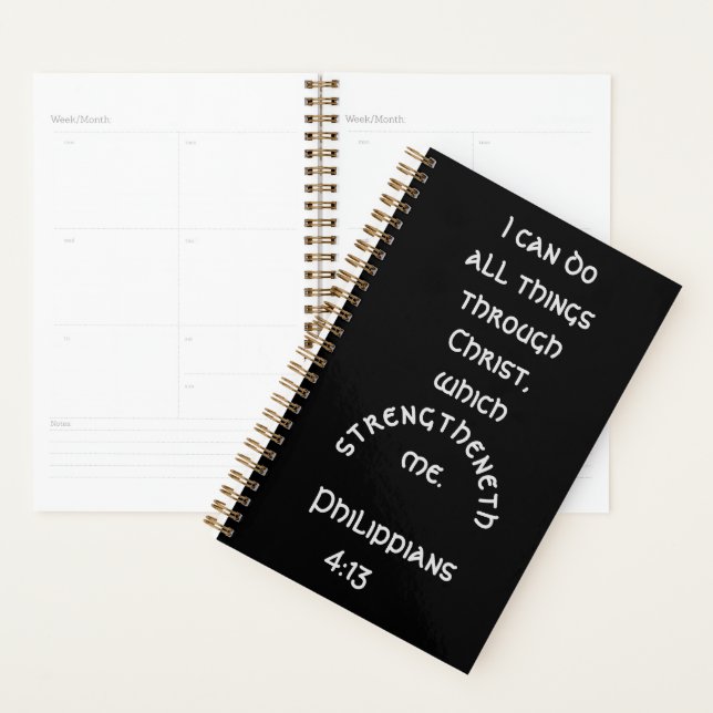 Modern Black Philippians 4:13 Scripture Verse  Planner (Display)