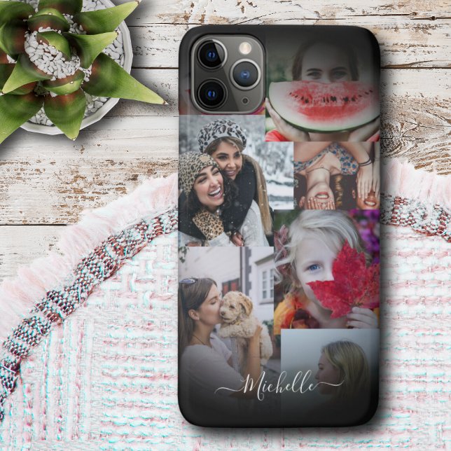 Modern Black Photo Collage 6 Image  iPhone Case (Creator Uploaded)