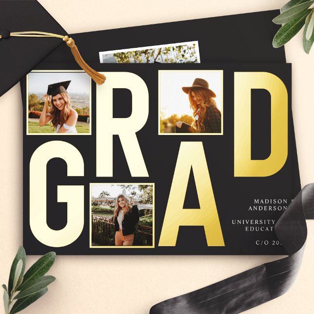 Modern Black Photo Graduation Announcement (Creator Uploaded)