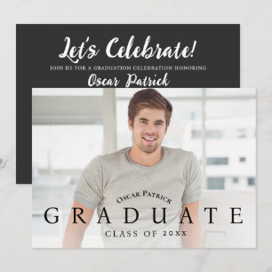 Modern Black Photo Graduation Party Invitation