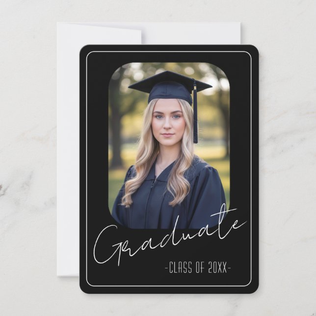 Modern Black Photo Graduation Party Invitation (Front)