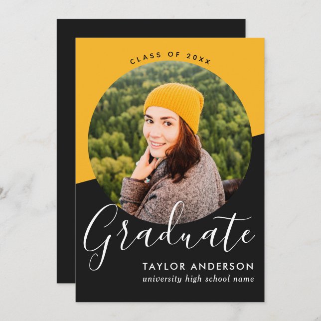 Modern Black - Photo Graduation Party Invitation (Front/Back)