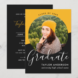 Modern Black - Photo Graduation Party Invitation