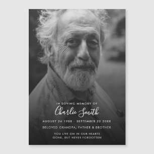 Modern Black Photo Magnetic Memorial Card