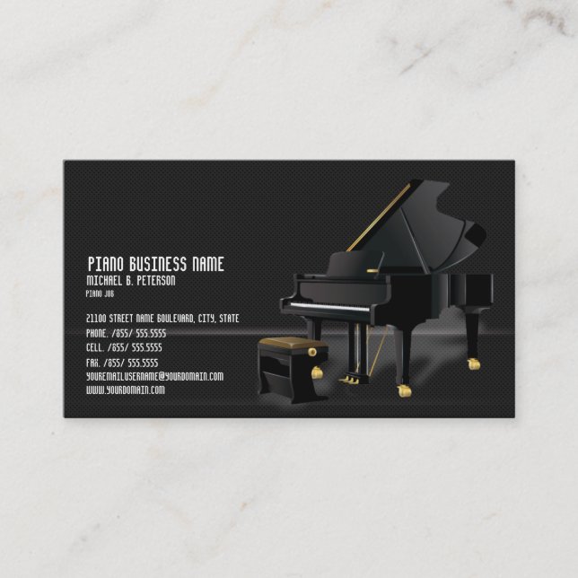 Modern Black Piano Business Plain Card* Card (Front)
