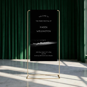 Modern Black Piano Recital Welcome Banner