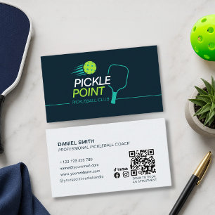 Modern Black Pickleball Coach Instructor Club Business Card