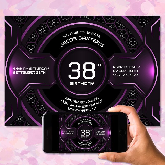 Modern Black Pink Any Age Birthday Party Invitation (Creator Uploaded)