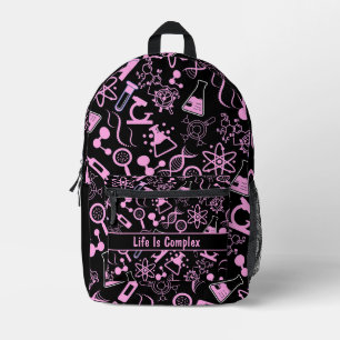 modern black pink biochemistry life is complex  printed backpack