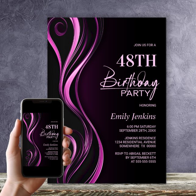 Modern Black Pink Birthday Party Invitation (Creator Uploaded)