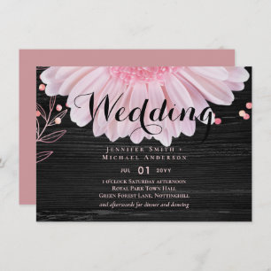 Modern Black Pink Daisy Wedding