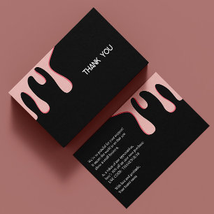 Modern Black Pink Drip Thank You Discount Card