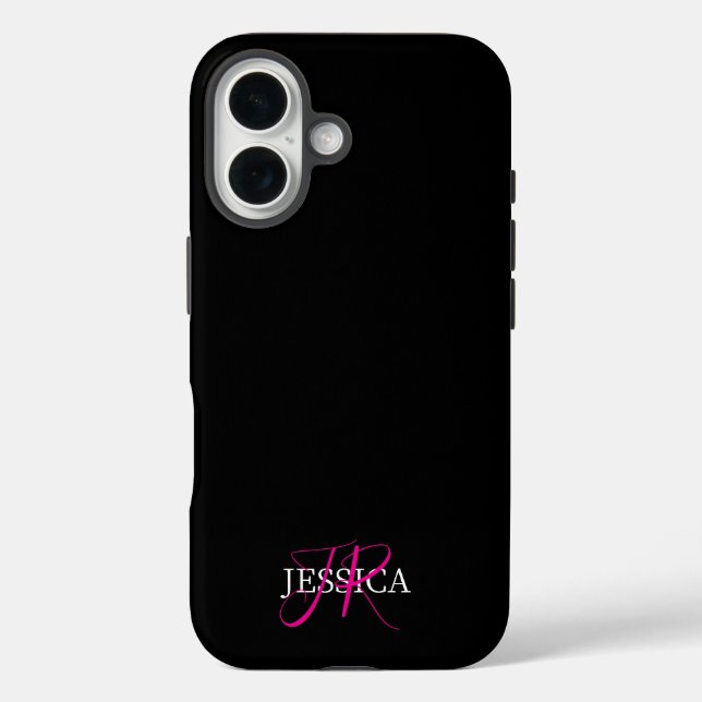 Modern Black Pink Feminine Script Case-Mate iPhone Case (Back)