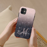 Modern Black & Pink Glitter Sparkles Name  iPhone 11 Case<br><div class="desc">Modern Black & Pink Glitter Sparkles Name</div>