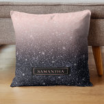 Modern Black & Pink Glitter Sparkles Name Cushion<br><div class="desc">Modern Black & Pink Glitter Sparkles Name</div>