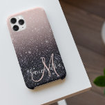 Modern Black & Pink Glitter Sparkles Name  iPhone 11Pro Max Case<br><div class="desc">Modern Black & Pink Glitter Sparkles Name</div>