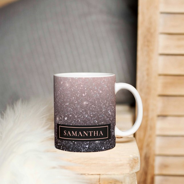 Modern Black & Pink Glitter Sparkles Name Mug (Creator Uploaded)