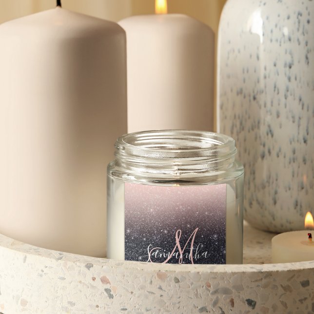 Modern Black & Pink Glitter Sparkles Name  Square Sticker (Creator Uploaded)