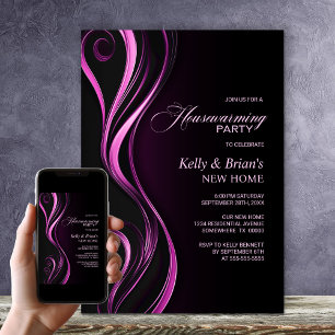 Modern Black Pink Housewarming Party Invitation