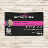 Modern Black & Pink Notary Public Event Display QR