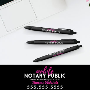 Modern Black & Pink Notary Public Promotional  Black Ink Pen