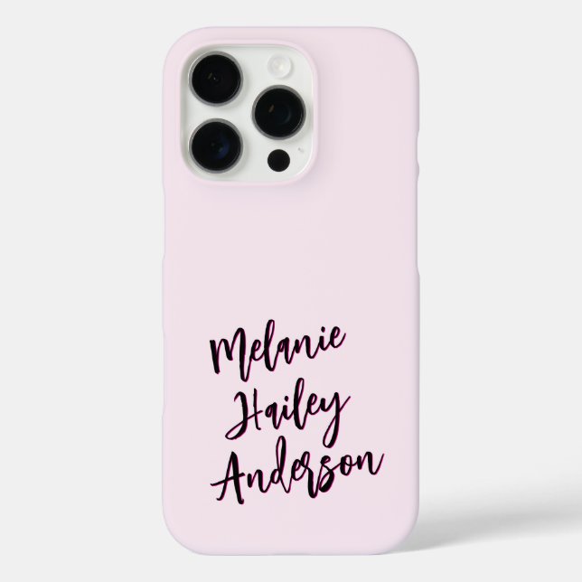 Modern Black Pink Personalised Monogram Name  Case (Back)