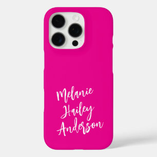 Modern Black Pink Personalised Monogram Name  iPhone 16 Pro Case