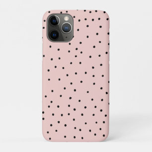 Modern black pink watercolor cute polka dots iPhone 11 pro case