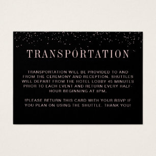Modern Black Pink Wedding Transportation Card