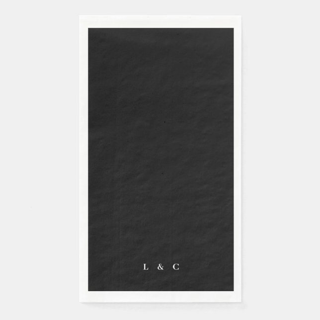 Modern Black Premium Onyx Plain Simple Wedding Napkin (Front)