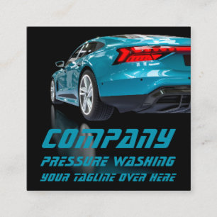 Modern Black Pressure Washing Mobile Car Wash Square Business Card
