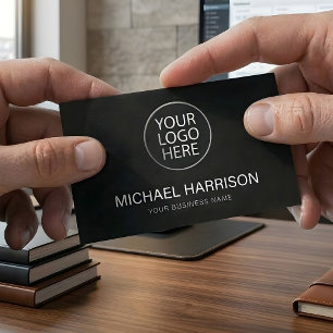 Modern Black Professional Custom Circular Logo     Business Card