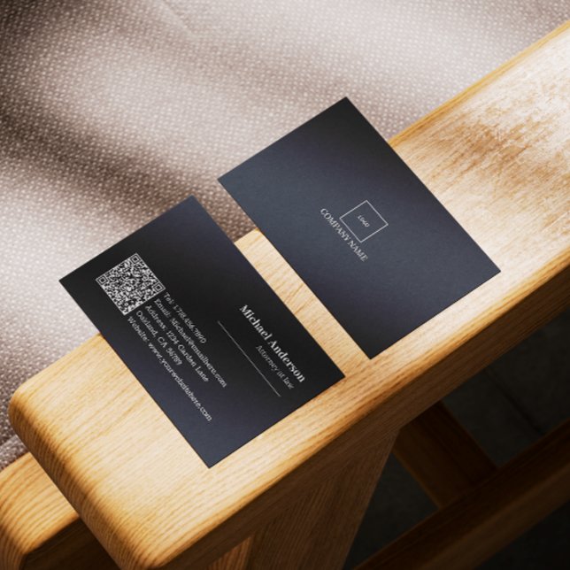 Modern Black Professional Lawyer QR Code  Business Card (Make an impact with these professional business cards, showcasing your brand and credibility.)