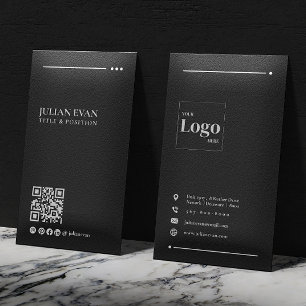 Modern Black Professional LinkedIn QR Code Business Card