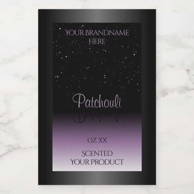 Modern Black Purple Gradient Product Label Glitter (Single Label)