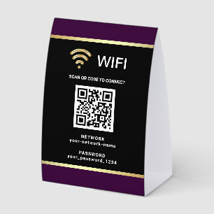 Modern Black Purple QR Code Wifi Network Password