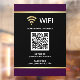 Modern Black Purple QR Code Wifi Network Password