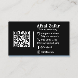 Modern black qr code and business logo card