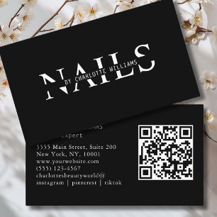 Modern, Black, QR Code Business Card