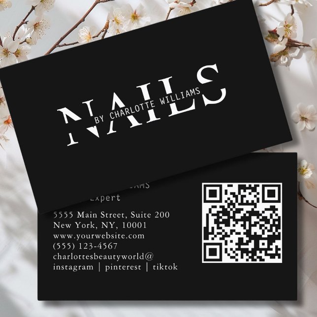 Modern, Black, QR Code Business Card (Modern, Black, QR Code Business Card. Perfect for Beauty, Nails, Lashes, Hair experts and more.)