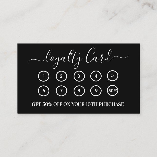 Modern Black QR Code Business Logo Loyalty Card (Front)