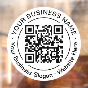 Modern Black QR Code Business Name Slogan Round