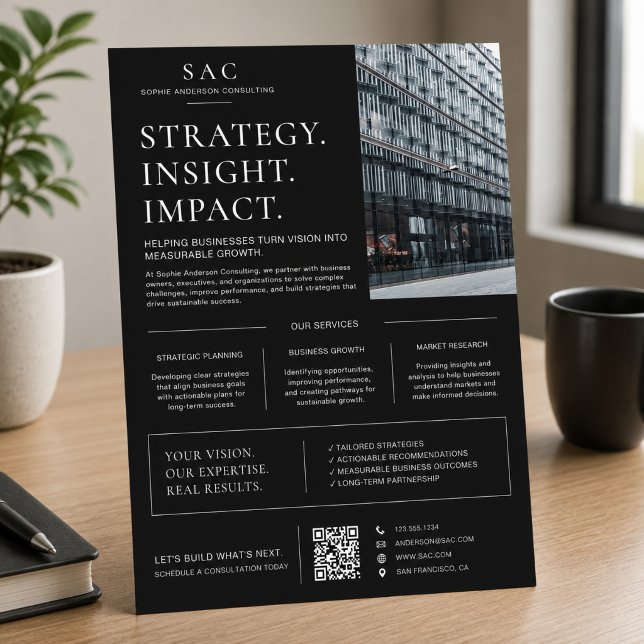 Modern Black QR Code Professional Consultant Flyer (Modern Black QR Code Professional Consultant Flyer)