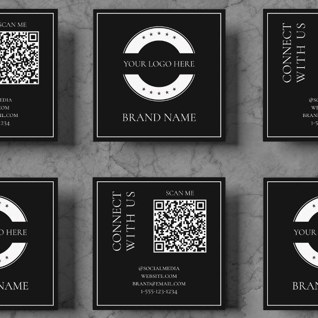 Modern Black QR Code Scannable Bold Professional  Square Business Card (Modern Black QR Code Scannable Bold Professional Square Business Card)