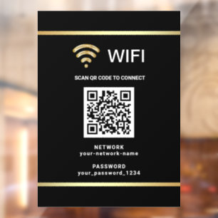 Modern Black QR Code Wifi Network Password