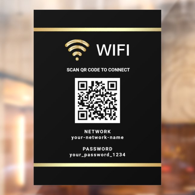 Modern Black QR Code Wifi Network Password (Sheet 2)
