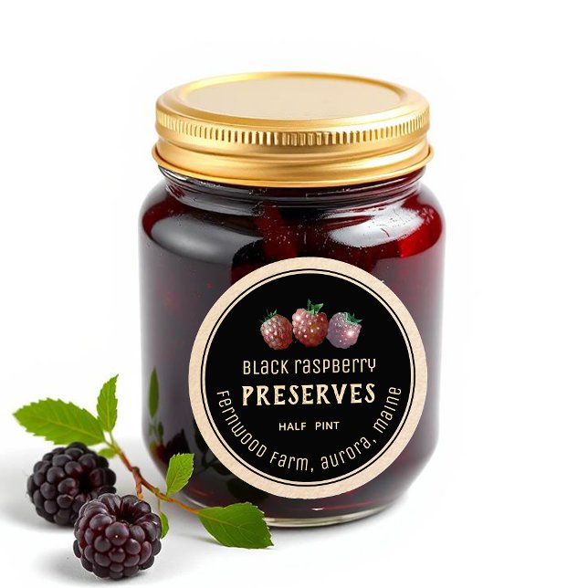 Modern Black Raspberry Jam Label Black on Kraft (Creator Uploaded)