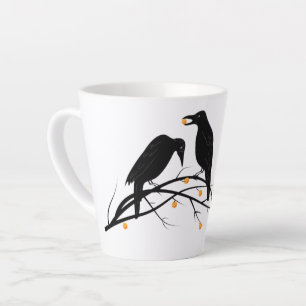 Modern Black Ravens Minimalist Pattern Latte Mug
