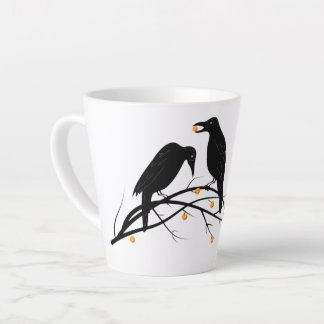 Modern Black Ravens Minimalist Pattern Latte Mug